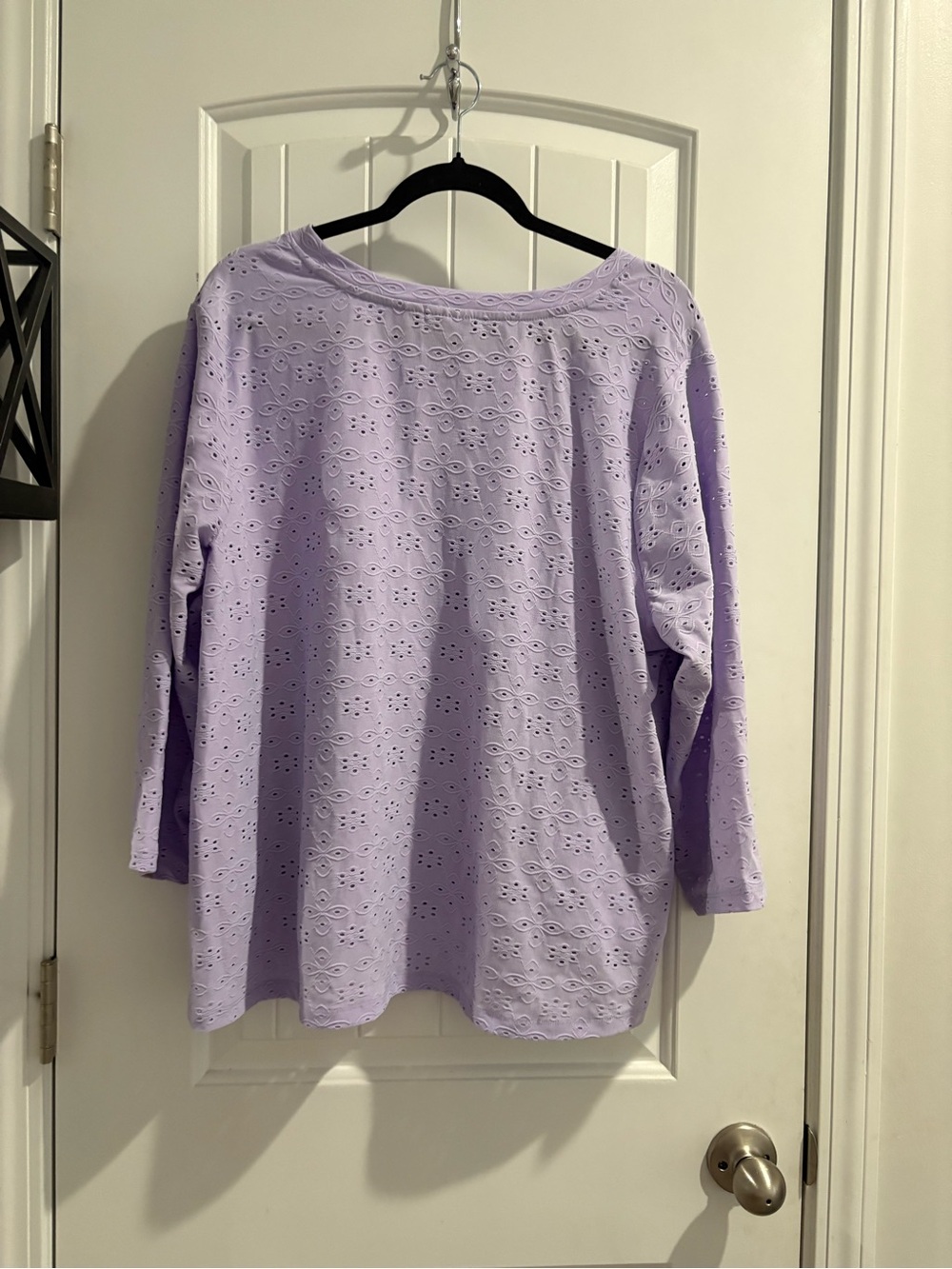 LOGO by Lori Goldstein Lavender Eyelet Button-Back Top - Picture 2 of 2